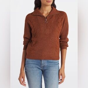 LOVE ELLIE Belmira Half Zip Sweater Brown - M